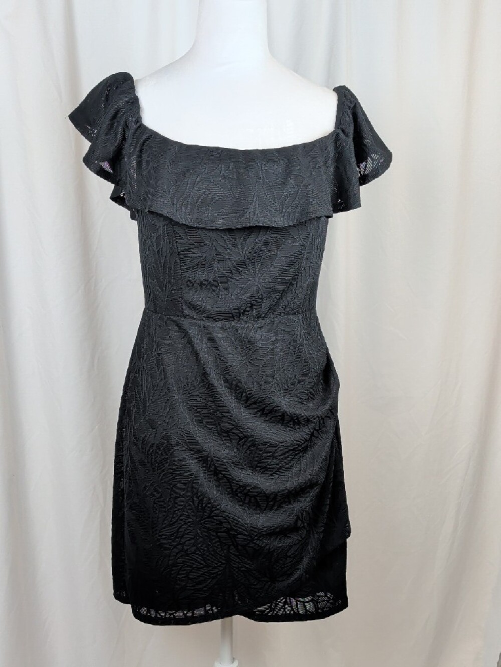 NWT BCBGeneration Black Off The Shoulder Ruffle Cocktail Dress M